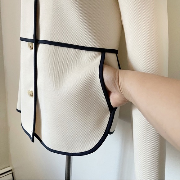 J. Crew off white Tipped Twill blazer jacket NWOT size 6 - Picture 4 of 11